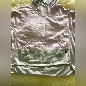 Prana, large, hooded sweater, light pink light gray very soft great condition